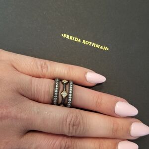 Black and Gold Diamond Stackable Ring Set